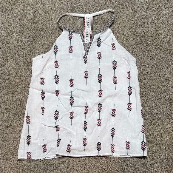 Skies Are Blue White Embroidered Halter Top - Picture 1 of 6